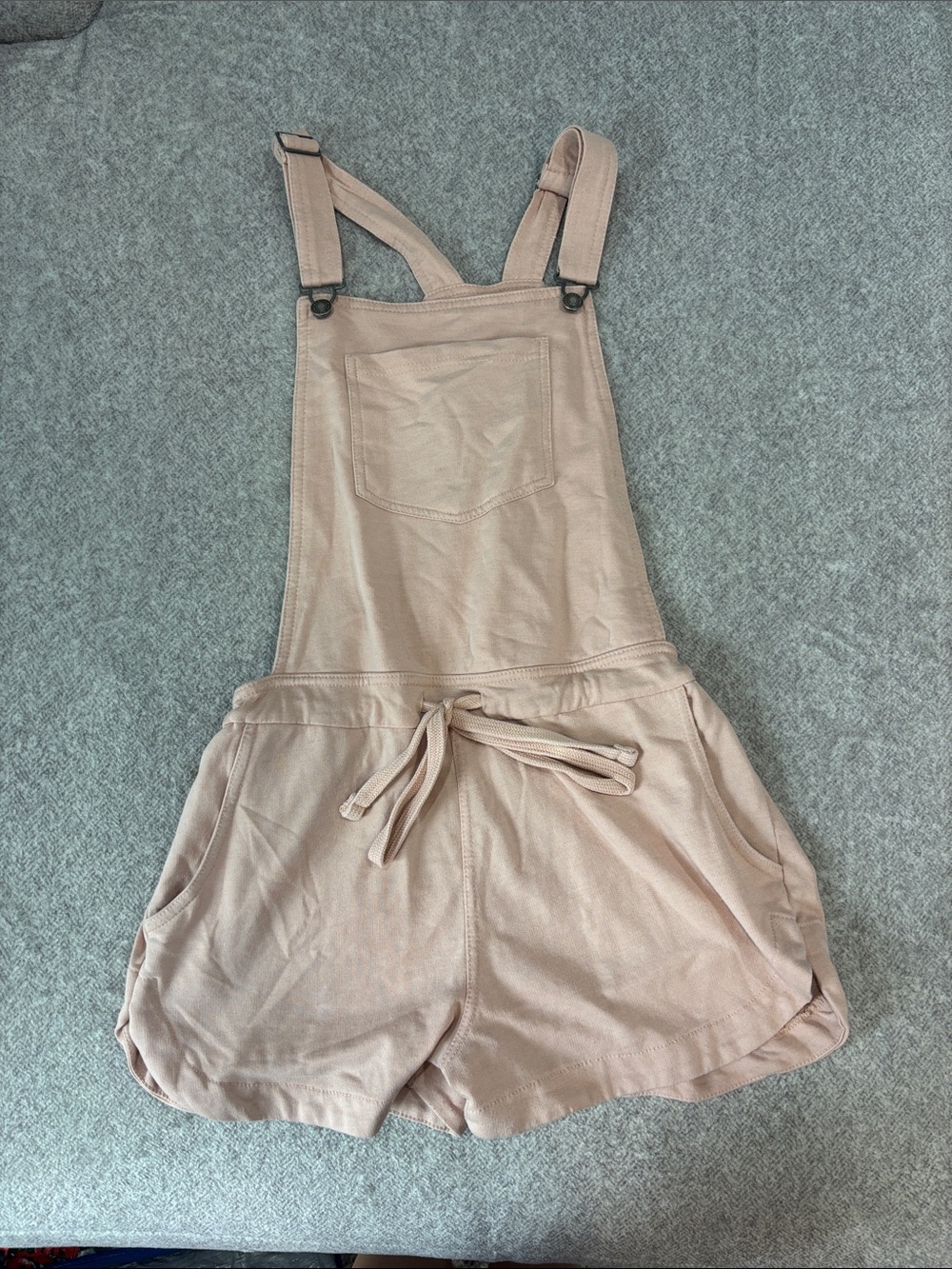 Blush Pink Cotton Blend Short Overalls